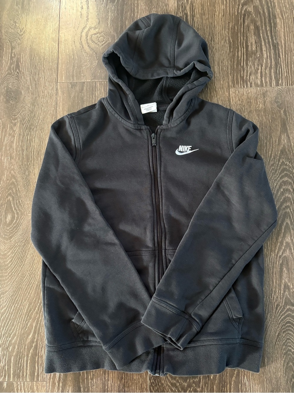 Nike Black Kids Zip-Up Hoodie with White Logo